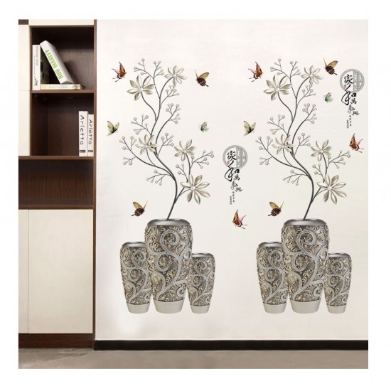 Sticker decorativ, Vaza cu flori, 118 cm, 741STK