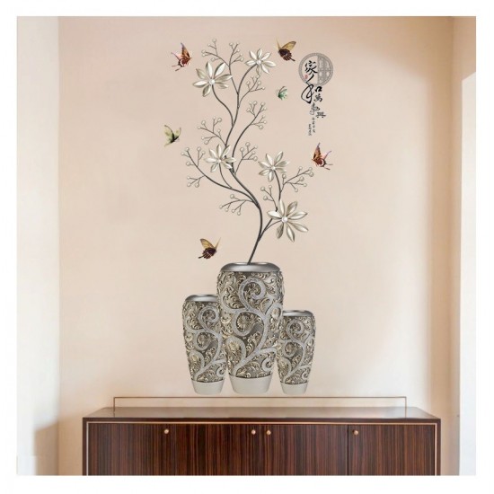 Sticker decorativ, Vaza cu flori, 118 cm, 741STK