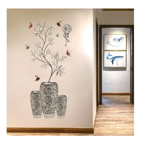 Sticker decorativ, Vaza cu flori, 118 cm, 741STK