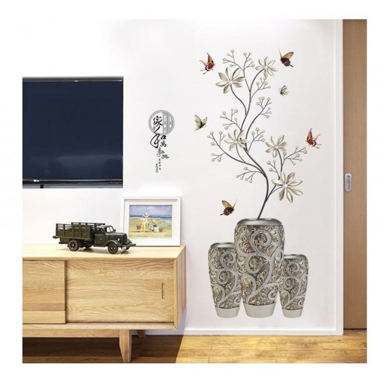 Sticker decorativ, Vaza cu flori, 118 cm, 741STK
