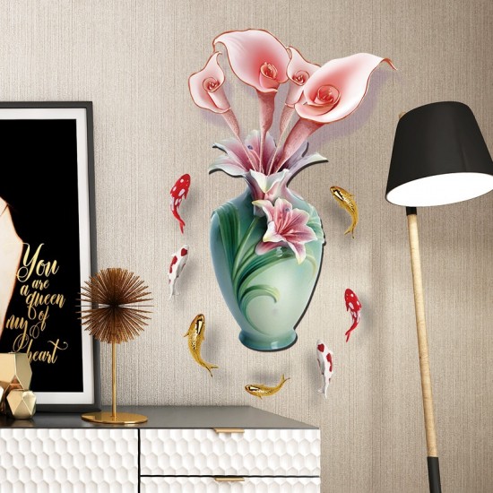 Sticker decorativ, Vaza cu flori, 65 cm, 814STK