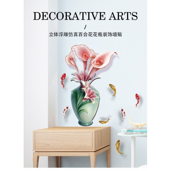Sticker decorativ, Vaza cu flori, 65 cm, 814STK