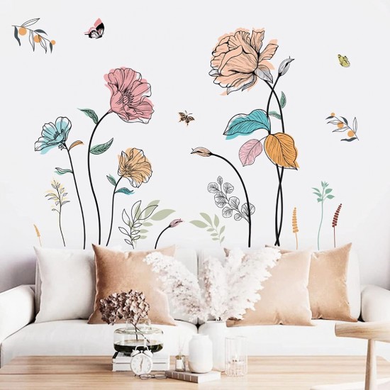 Sticker decorativ cu Flori colorate, 120 cm, 1134STK