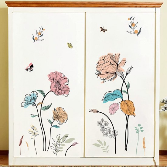 Sticker decorativ cu Flori colorate, 120 cm, 1134STK