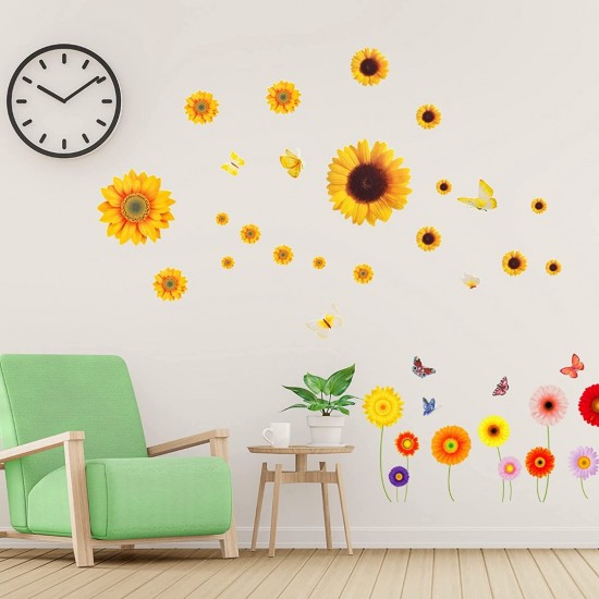Sticker decorativ cu Flori colorate, 90 cm, 1130STK
