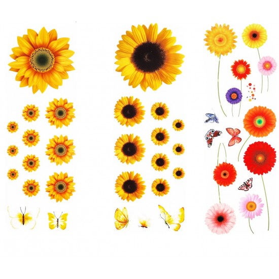 Sticker decorativ cu Flori colorate, 90 cm, 1130STK