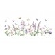 Sticker decorativ cu Flori mov cu fluturi, 120 cm, 1133STK