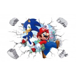 Sticker decorativ cu Mario si Sonic, 60 cm, 1100STK