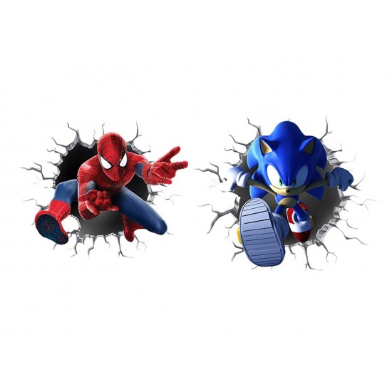Sticker decorativ cu Sonic si Spiderman, 70 cm, 1116STK Sticker decorativ cu Sonic si Spiderman, 70 cm, 1116STK