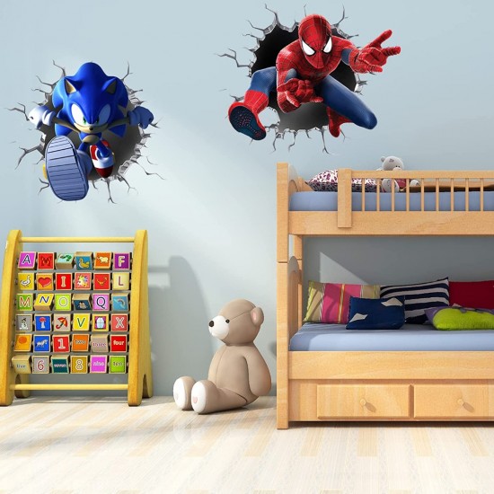 Sticker decorativ cu Sonic si Spiderman, 70 cm, 1116STK Sticker decorativ cu Sonic si Spiderman, 70 cm, 1116STK