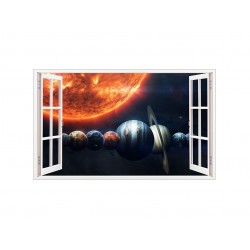 Sticker decorativ, fereastra 3D,  Planeta, 85 cm, 1037STK