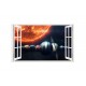 Sticker decorativ, fereastra 3D,  Planeta, 85 cm, 1037STK
