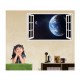 Sticker decorativ, fereastra 3D,  Planeta, 85 cm, 1039STK