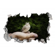 Sticker decorativ, gaura in perete 3D,  Bird, 85 cm, 184STK-1