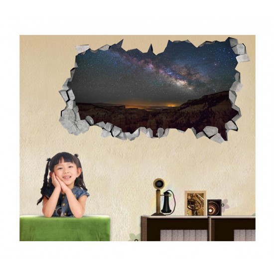 Sticker decorativ, gaura in perete 3D,  Cer, 85 cm, 189STK-1