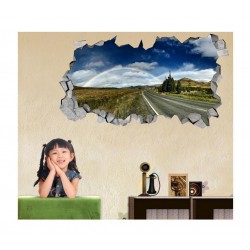Sticker decorativ, gaura in perete 3D,  Curcubeu, 85 cm, 190STK-1