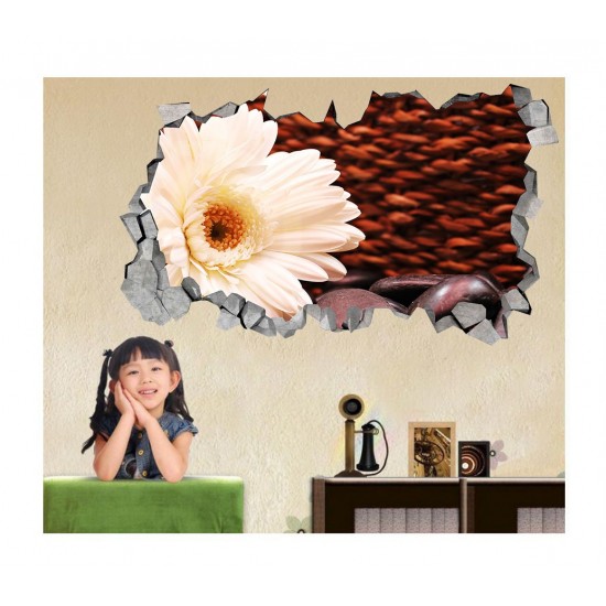 Sticker decorativ, gaura in perete 3D,  Floare, 85 cm, 183STK-1