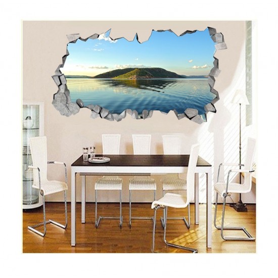 Sticker decorativ, gaura in perete 3D,  Insula, 85 cm, 177STK-1