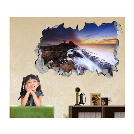 Sticker decorativ, gaura in perete 3D, Munte, 85 cm, 165STK-2 Sticker decorativ, gaura in perete 3D, Munte, 85 cm, 165STK-2