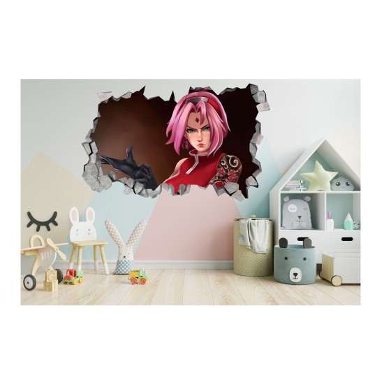 Sticker decorativ, gaura in perete 3D,  Naruto, 85 cm, 1029STK-1