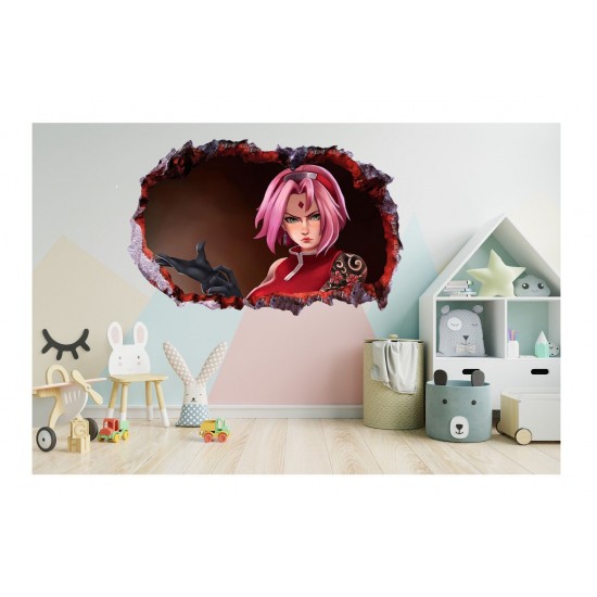 Sticker decorativ, gaura in perete 3D,  Naruto, 85 cm, 1029STK