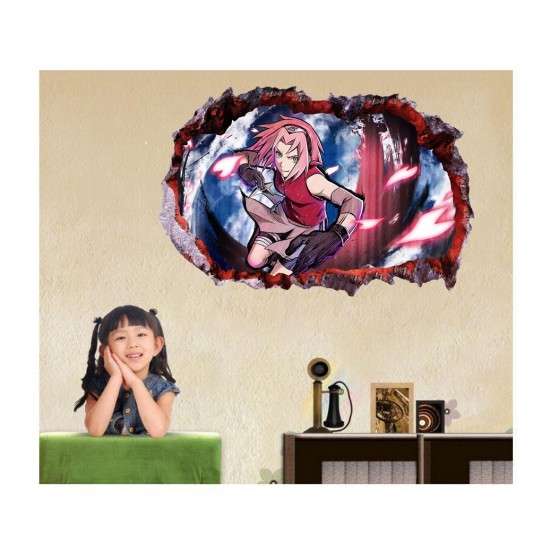 Sticker decorativ, gaura in perete 3D,  Naruto, 85 cm, 1031STK-1