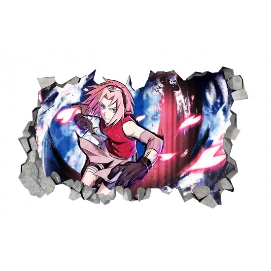 Sticker decorativ, gaura in perete 3D,  Naruto, 85 cm, 1031STK