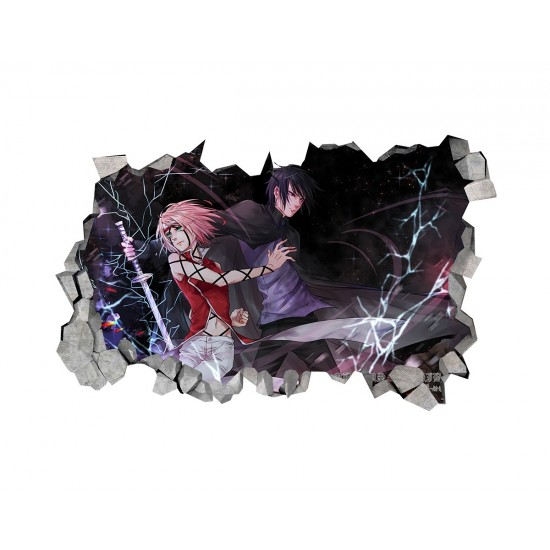 Sticker decorativ, gaura in perete 3D,  Naruto, 85 cm, 1032STK