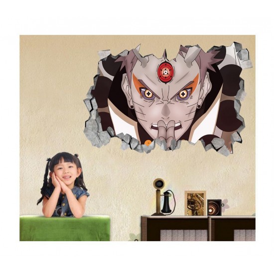Sticker decorativ, gaura in perete 3D,  Naruto, 85 cm, 1053STK-2