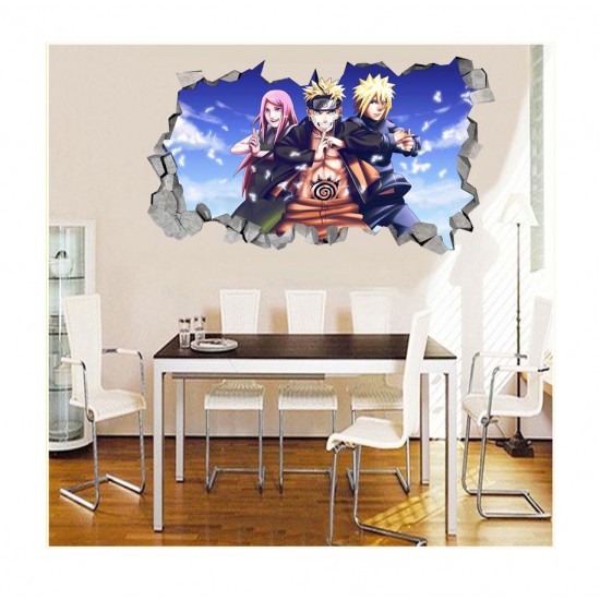 Sticker decorativ, gaura in perete 3D,  Naruto, 85 cm, 1054TK-2