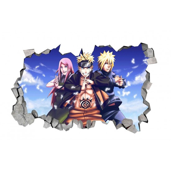 Sticker decorativ, gaura in perete 3D,  Naruto, 85 cm, 1054TK-2