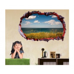 Sticker decorativ, gaura in perete 3D,  Ocean, 85 cm, 163STK-1