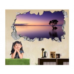 Sticker decorativ, gaura in perete 3D,  Ocean, 85 cm, 178STK-1