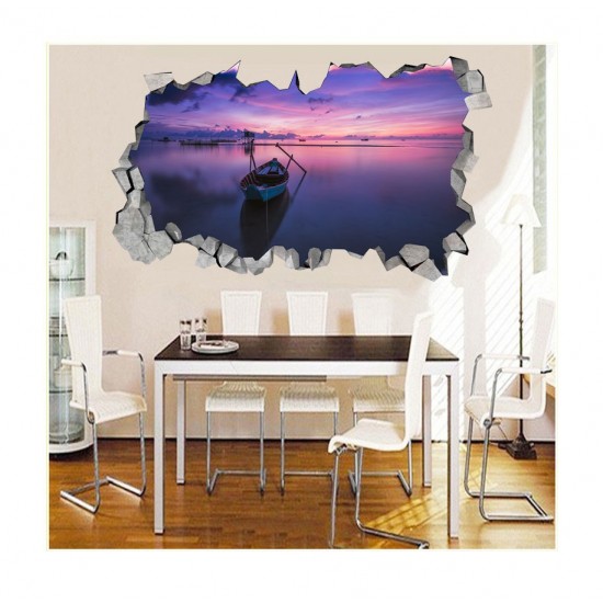 Sticker decorativ, gaura in perete 3D,  Ocean, 85 cm, 179STK-1