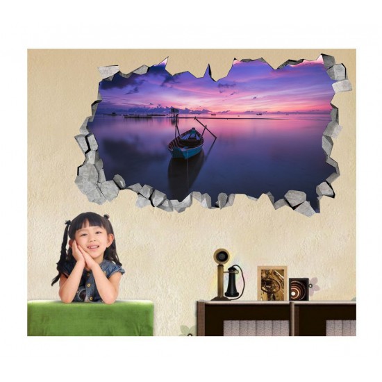 Sticker decorativ, gaura in perete 3D,  Ocean, 85 cm, 179STK-1