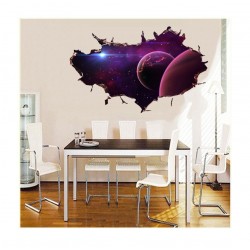 Sticker decorativ, gaura in perete 3D,  Planeta, 85 cm, 1035STK-2