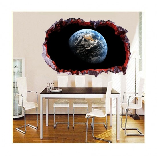Sticker decorativ, gaura in perete 3D,  Planeta, 85 cm, 1036STK-1