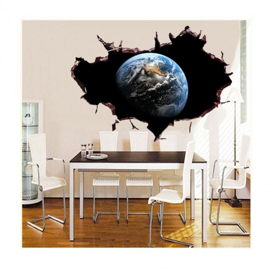 Sticker decorativ, gaura in perete 3D,  Planeta, 85 cm, 1036STK-2