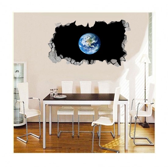 Sticker decorativ, gaura in perete 3D,  Planeta, 85 cm, 1038STK-1