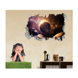 Sticker decorativ, gaura in perete 3D,  Planeta, 85 cm, 1042STK-2