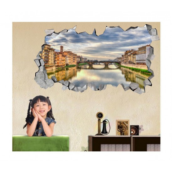 Sticker decorativ, gaura in perete 3D,  Pod, 85 cm, 170STK-1