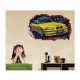 Sticker decorativ masina, Gaura in perete 3D, 80 cm, 1010STK-2