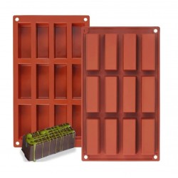 Tava silicon 12 cavitati ciocolata Dubai, rezistenta termic, 29.5x17 cm, 548COF