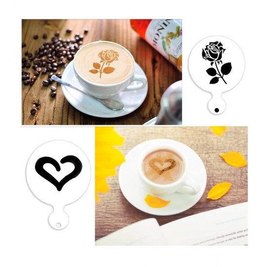 Set 50 de sabloane pentru decorarea parjiturilor, cafea, pentru pictura, Alb, 8.7 cm, A1427 Set 50 de sabloane pentru decorarea parjiturilor, cafea, pentru pictura, Alb, 8.7 cm, A1427