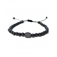Bratara cu pietre naturale, Onix, Black Charm cu Zirconiu, A4B167