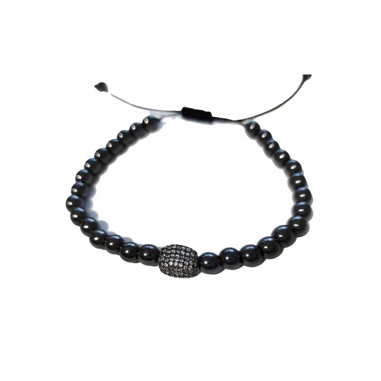 Bratara cu pietre naturale, Onix, Black Charm cu Zirconiu, A4B167