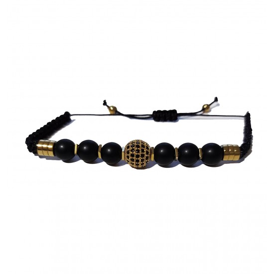 Bratara cu pietre naturale, Onix, Gold Charm, A4B174
