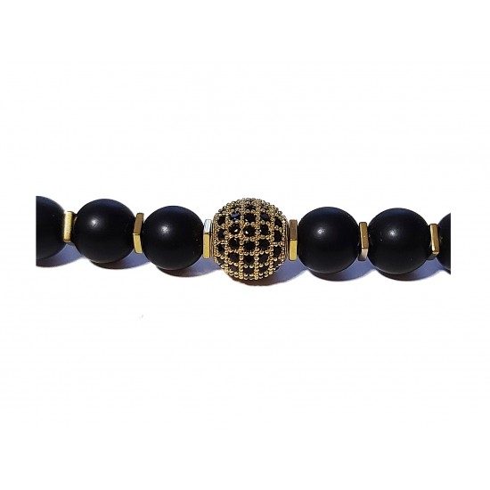 Bratara cu pietre naturale, Onix, Gold Charm, A4B174