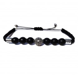 Bratara cu pietre naturale, Onix, Silver Charm, A4B175