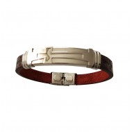 Bratara din piele ecologica, Cruce, Inox, A4B103